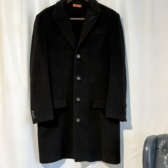 Marc Ecko Black Wool Cashmere Overcoat Men’s Medium Knee Length - Picture 1 of 5